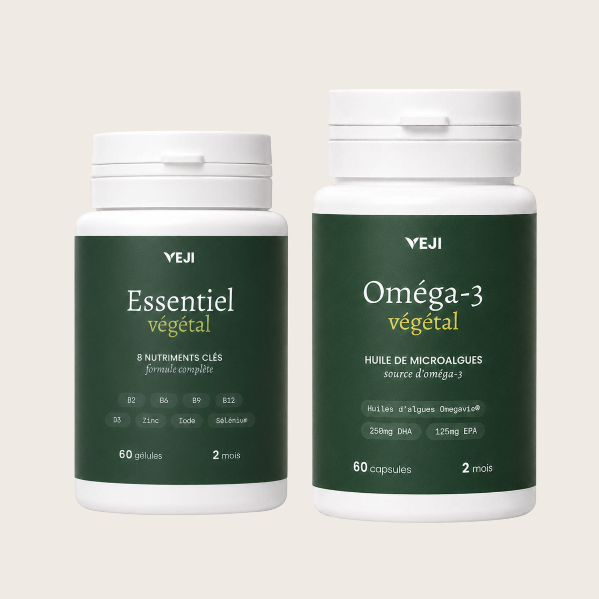 Lot VEJI — Essentiel végétal et Oméga-3 végétal, les deux flacons